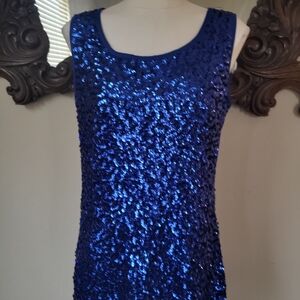 Elegant Midnight Blue Sequin Top